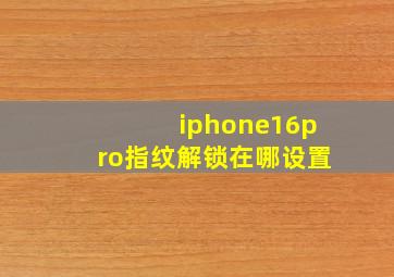 iphone16pro指纹解锁在哪设置