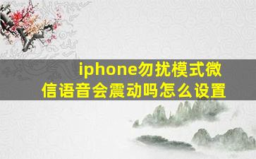 iphone勿扰模式微信语音会震动吗怎么设置