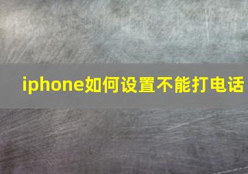 iphone如何设置不能打电话