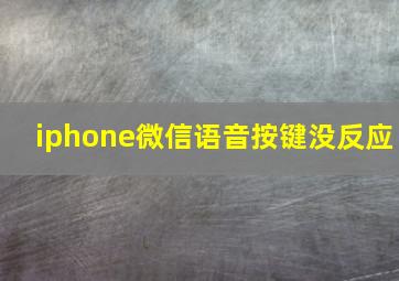 iphone微信语音按键没反应