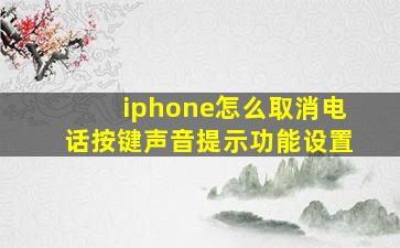 iphone怎么取消电话按键声音提示功能设置