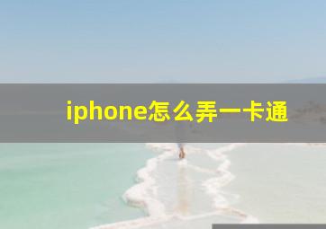 iphone怎么弄一卡通