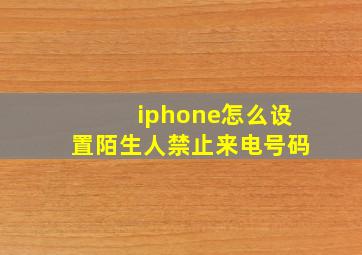 iphone怎么设置陌生人禁止来电号码