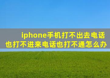 iphone手机打不出去电话也打不进来电话也打不通怎么办