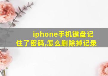 iphone手机键盘记住了密码,怎么删除掉记录