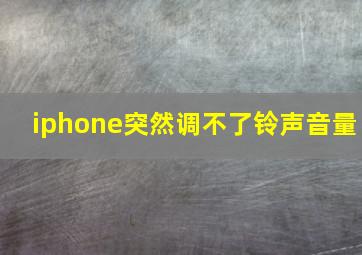 iphone突然调不了铃声音量