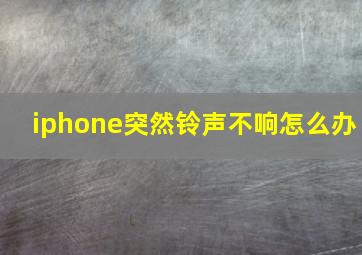 iphone突然铃声不响怎么办