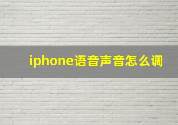 iphone语音声音怎么调