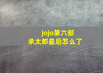 jojo第六部承太郎最后怎么了