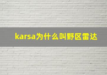 karsa为什么叫野区雷达