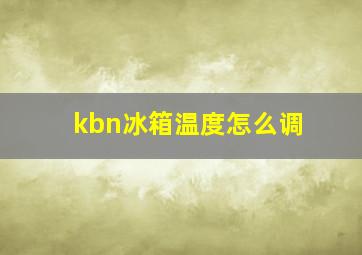 kbn冰箱温度怎么调