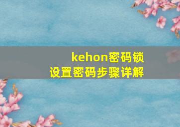 kehon密码锁设置密码步骤详解