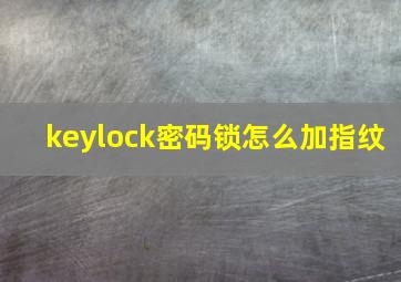 keylock密码锁怎么加指纹