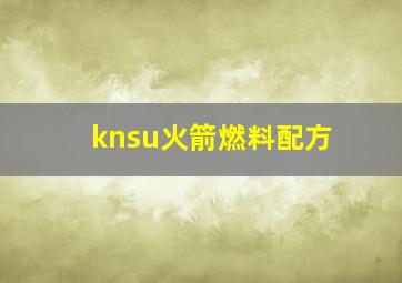 knsu火箭燃料配方