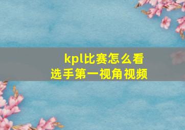 kpl比赛怎么看选手第一视角视频