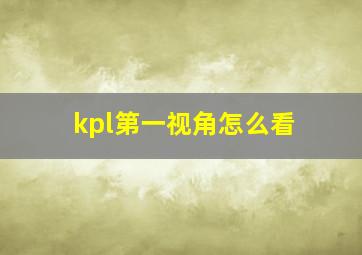 kpl第一视角怎么看