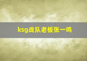 ksg战队老板张一鸣