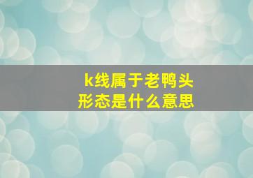 k线属于老鸭头形态是什么意思