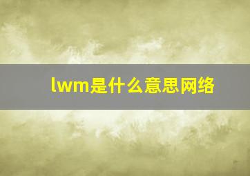 lwm是什么意思网络