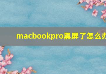 macbookpro黑屏了怎么办