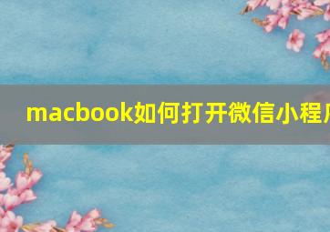 macbook如何打开微信小程序