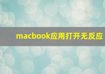 macbook应用打开无反应