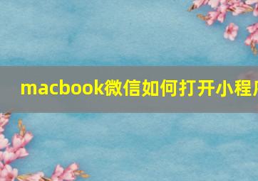 macbook微信如何打开小程序