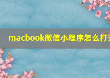 macbook微信小程序怎么打开