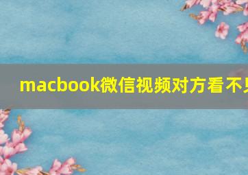 macbook微信视频对方看不见