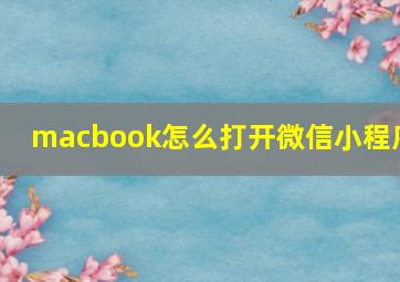 macbook怎么打开微信小程序