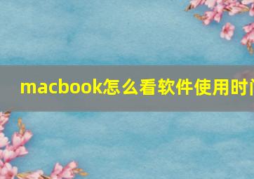 macbook怎么看软件使用时间