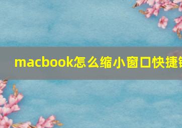 macbook怎么缩小窗口快捷键