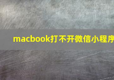 macbook打不开微信小程序