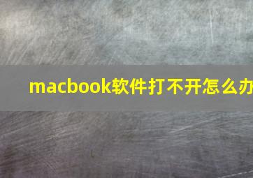 macbook软件打不开怎么办