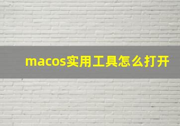 macos实用工具怎么打开