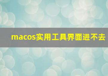 macos实用工具界面进不去