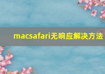 macsafari无响应解决方法