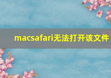 macsafari无法打开该文件