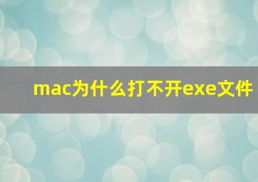 mac为什么打不开exe文件