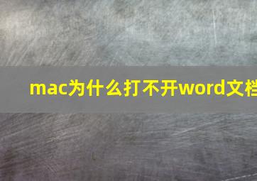 mac为什么打不开word文档