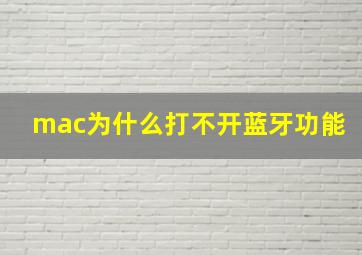 mac为什么打不开蓝牙功能