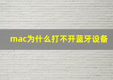 mac为什么打不开蓝牙设备