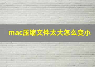 mac压缩文件太大怎么变小