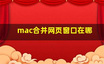 mac合并网页窗口在哪