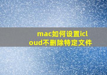 mac如何设置icloud不删除特定文件