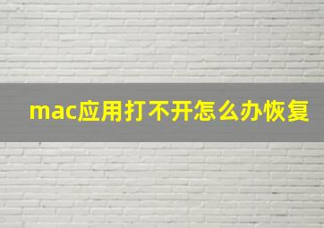 mac应用打不开怎么办恢复