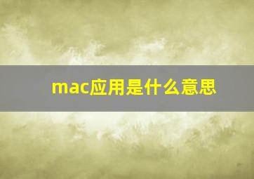 mac应用是什么意思