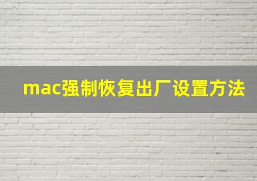 mac强制恢复出厂设置方法