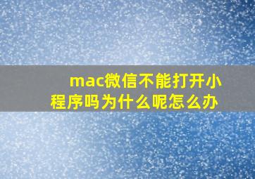 mac微信不能打开小程序吗为什么呢怎么办