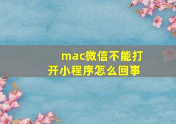 mac微信不能打开小程序怎么回事